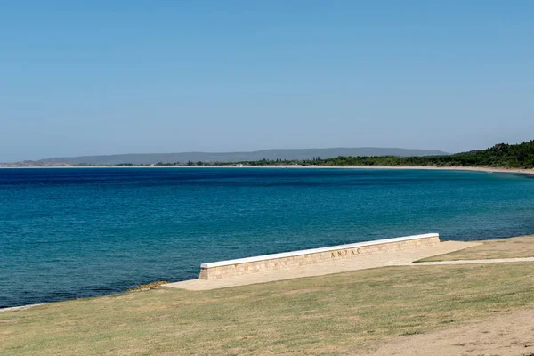 Memorial Pedra Praia Anzac Cove Gallipoli Onde Tropas Aliadas Lutaram — Fotografia de Stock