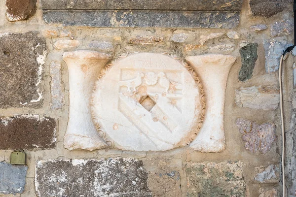 Detail Ancient Roman Marble Sculpture Blocks Castle Peter Bodrum Castle — Stock Photo, Image