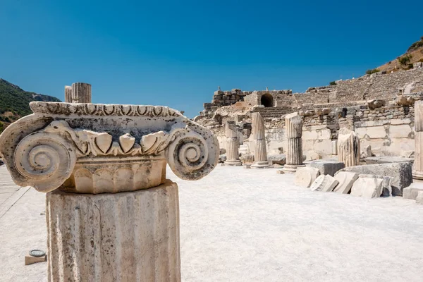 Ulica Kolumnadą Curetes Starożytnych Ruin Ephesus Historyczny Starożytnego Miasta Selçuk — Zdjęcie stockowe