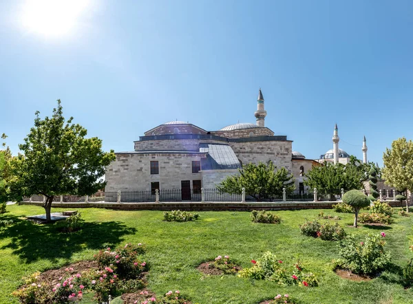 Exteriör Panoramautsikt Över Mevlana Museum Konya Turkey Augusti 2017 — Stockfoto