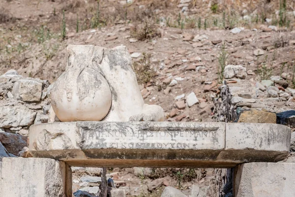 Marmeren Standbeeld Ruïnes Ephesus Historische Oude Stad Selcuk Izmir Turkije — Stockfoto