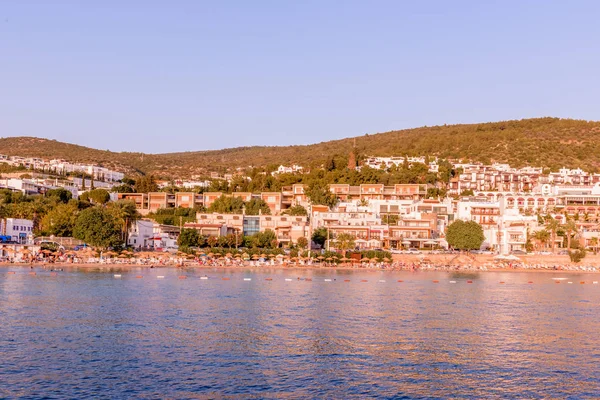 Panoramic View Typical Aegean Architecture Houses White Color View Beach — Stock Photo, Image