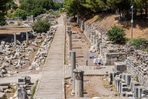 View Streets Ruins Ephesus Selcuk Izmir Turkey Harbour Baths — Stock Photo, Image