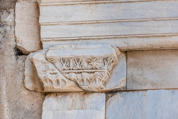 Marble reliefs in Ephesus historical ancient city, in Selcuk,Izmir,Turkey.