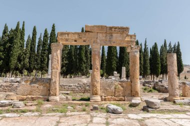 Hierapolis, Pamukkale, Türkiye antik kalıntılar. UNESCO Dünya Mirası
