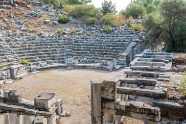 Ruins of ancient theater at Ancient Greek City in Priene,Soke,Aydin,Turkey clipart