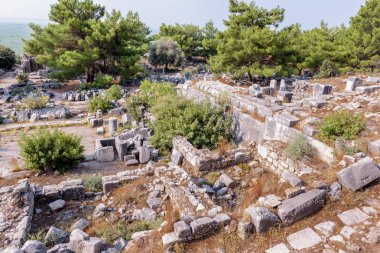 Antik Yunan kenti Priene, Söke, aydın, Türkiye'de yüksek çözünürlüklü panoramik manzaralı