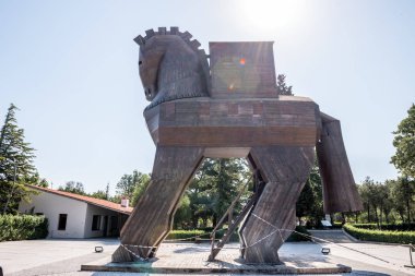 Antik kent Truva Troy.Wooden Truva Antik şehir at yılında ünlü Truva atı.