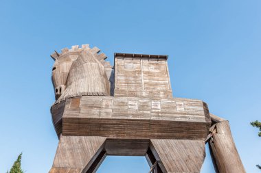 Antik kent Truva Troy.Wooden Truva Antik şehir at yılında ünlü Truva atı.