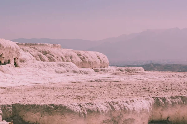 Weergave Van Pamukkale Kasteel Van Katoen Populair Bij Travertijn Zwembaden — Stockfoto