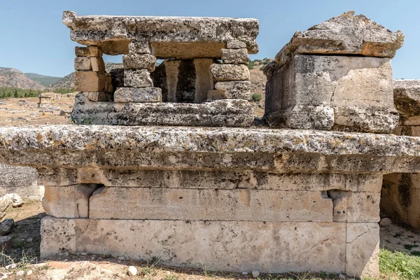 Antiguas Tumbas Necrópolis Norte Hierápolis Pamukkale Turquía Patrimonio Mundial Unesco — Foto de Stock