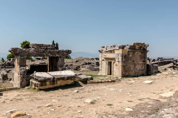 Antiguas Tumbas Necrópolis Norte Hierápolis Pamukkale Turquía Patrimonio Mundial Unesco — Foto de Stock