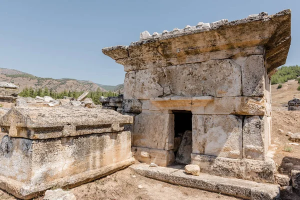 Antiguas Tumbas Necrópolis Norte Hierápolis Pamukkale Turquía Patrimonio Mundial Unesco — Foto de Stock