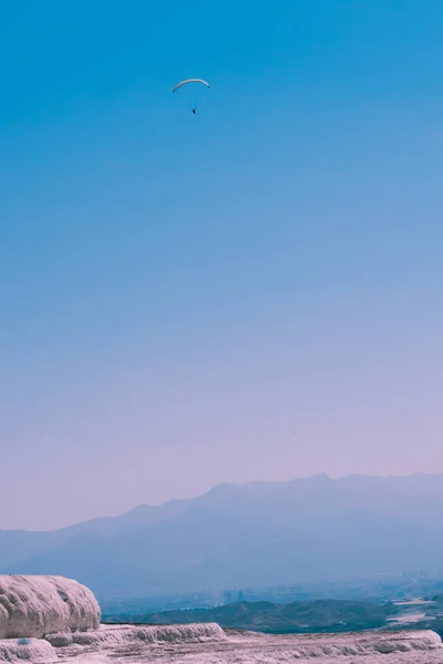 Tyrkysová Barva Pohled Pamukkale Bavlněný Hrad Oblíbený Travertin Bazény Terasy — Stock fotografie