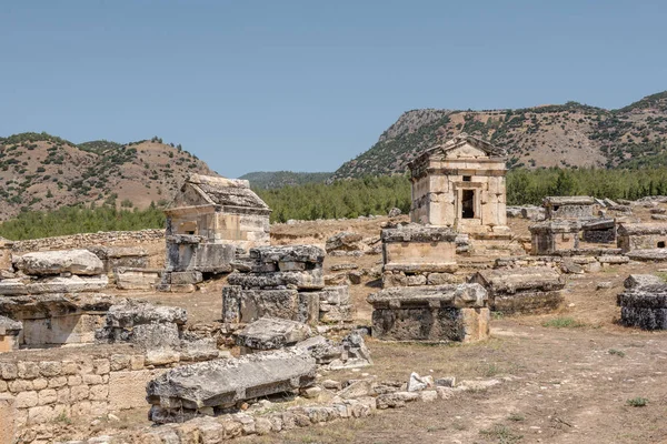 Gamla Gravar Hierapolis Norra Nekropol Pamukkale Turkiet Unescos Världsarv — Stockfoto