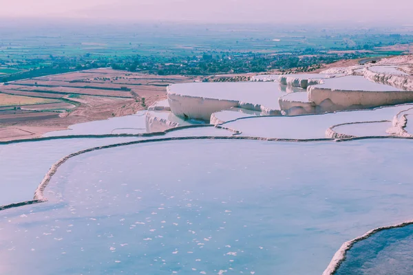 Turkooise Kleur Weergave Van Pamukkale Kasteel Van Katoen Populair Bij — Stockfoto