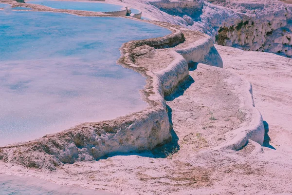 Turkooise Kleur Weergave Van Pamukkale Kasteel Van Katoen Populair Bij — Stockfoto