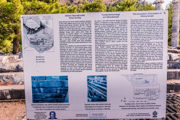 Skylt Visar Karta Över Antikens Grekiska Staden Priene Soke Aydin — Stockfoto