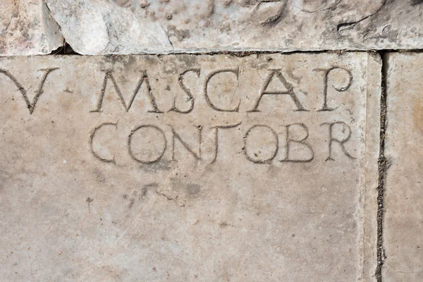 Alte Schrift Auf Marmorruinen Ephesus Historische Antike Stadt Selcuk Izmir — Stockfoto