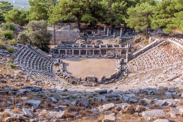 Ruinas Del Teatro Antiguo Ciudad Griega Antigua Priene Soke Aydin — Foto de Stock