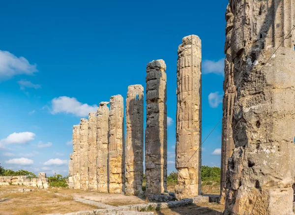 Con Cielo Azul Columnas Mármol Del Templo Zeus Uzuncaburc Antigua —  Fotos de Stock