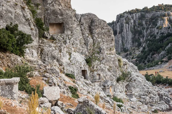 Oude Graven Olba Oude Stad Gelegen Uzuncaburc Silifke Mersin Turkije — Stockfoto