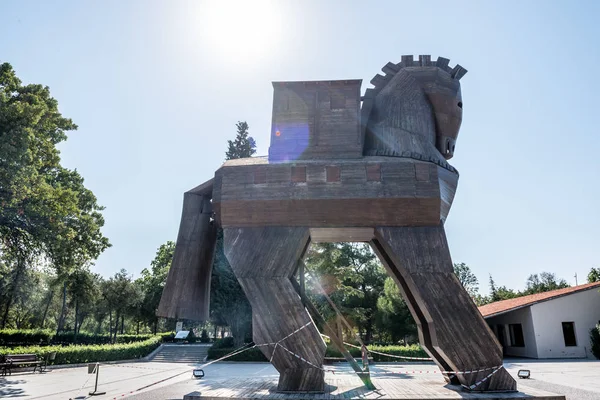 Famous Trojan horse in ancient city of Troy.Wooden Trojan horse in ancient city Troy.