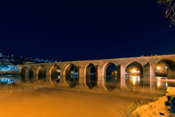 Night View Ancient Stone Ten Eyed Bridge Popular Landmark Central — Stock Photo, Image