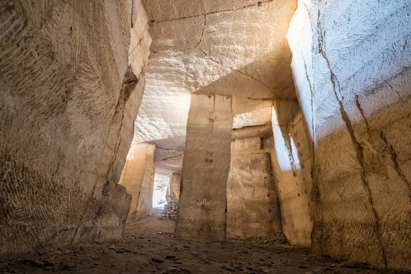 Interior view of Bazda Caves for mining of stone in Harran,Sanliurfa,Turkey