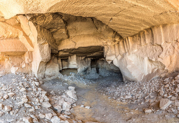 Interior view of Bazda Caves for mining of stone in Harran,Sanliurfa,Turkey