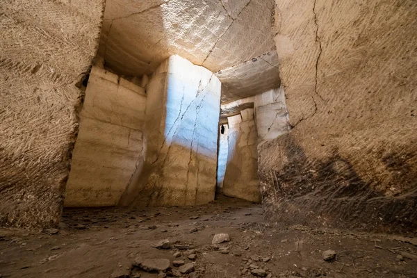 Interior view of Bazda Caves for mining of stone in Harran,Sanliurfa,Turkey