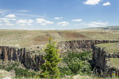 Ihlara Vadisi, havadan görünümü gorge boyunca Aksaray, Türkiye'de Kapadokya'nın Güney volkanik taş kesilmiş
