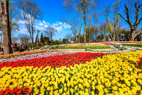 Emirgan Parkı, Sarıyer semtinde yer alan tarihi bir kent parkı geleneksel Lale Festivali. Turistler ve yerliler için ziyaret edin ve zaman harcamak. Istanbul,Turkey.15 Nisan, 2017