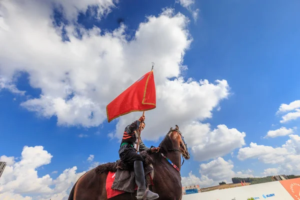 Azonosítatlan Férfi Retro Jelmez Ősi Török Csapatok Oszmán Birodalom Katonái — Stock Fotó