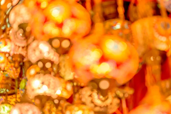 Rozmazané Tradiční Barevné Ručně Turecké Lampy Lucerny Visící Obchodě Suvenýry — Stock fotografie
