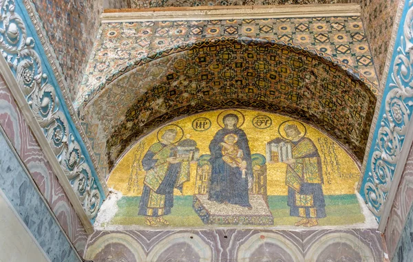 Mosaico Della Vergine Maria Gesù Cristo Altri Santi Nella Chiesa — Foto Stock