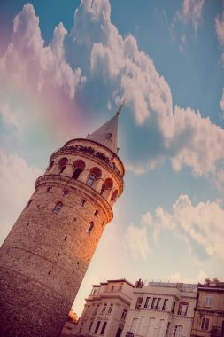 Görünümdür Galata Tower(Turkish: Galata Kulesi) (Galata Kulesih) günümüzdekine yapıya üzerinde bir ortaçağ ünlü dönüm noktası taş kule mimari, Beyoğlu, Istanbul.Istanbul/Turkey-Şubat 18,2017