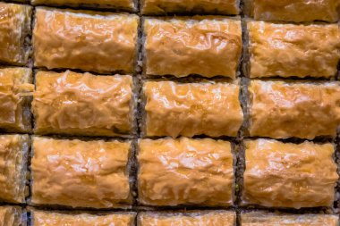 Geleneksel Türk tatlı yakın ayrıntılı görünümünü en iyi baklava adlı