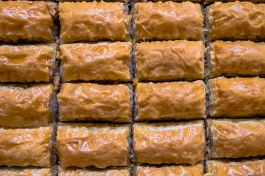 Geleneksel Türk tatlı yakın ayrıntılı görünümünü en iyi baklava adlı