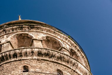 Galata Tower(Turkish: Galata Kulesi) görünümünü İsa Kulesi cenovalılar tarafından ünlü Ortaçağ Simgesel Yapı Mimarlık, Istanbul, Türkiye, Şubat 18,2017.Copy alanı düzenlemek için aradı.