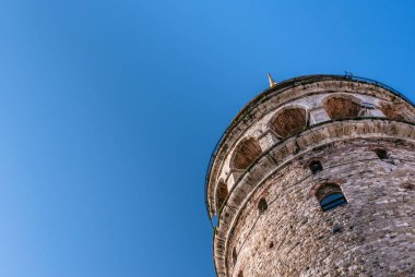 Galata Tower(Turkish: Galata Kulesi) görünümünü İsa Kulesi cenovalılar tarafından ünlü Ortaçağ Simgesel Yapı Mimarlık, Istanbul, Türkiye, Şubat 18,2017.Copy alanı düzenlemek için aradı.