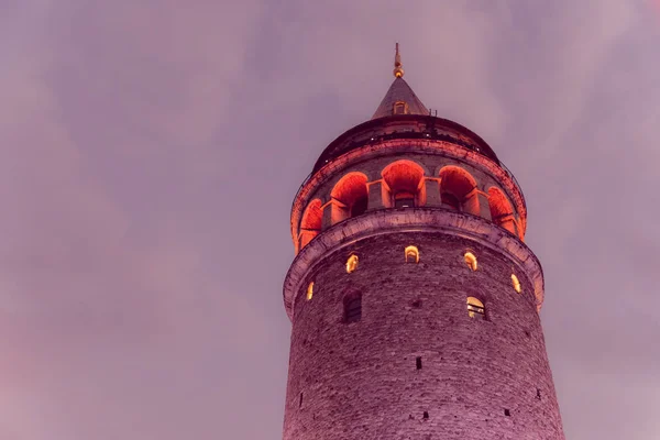 Gece Görünümdür Galata Tower Turkish Galata Kulesi Galata Kulesih Günümüzdekine — Stok fotoğraf