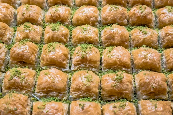 Top Fermer Vue Détaillée Délicieux Dessert Turc Traditionnel Nommé Baklava — Photo