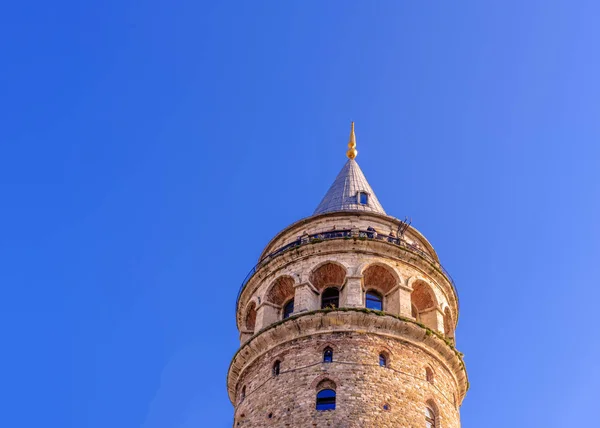 Gece Görünümü Galata Kulesi Bir Ortaçağ Ünlü Dönüm Noktası Taş — Stok fotoğraf