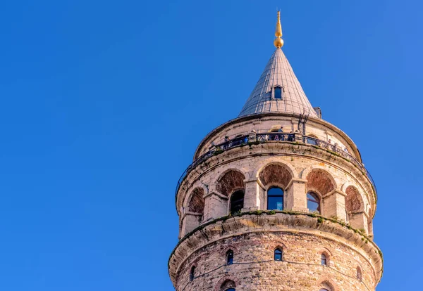 Nocny Widok Wieży Galata Sławny Średniowieczny Architektura Kamienna Wieża Beyoglu — Zdjęcie stockowe