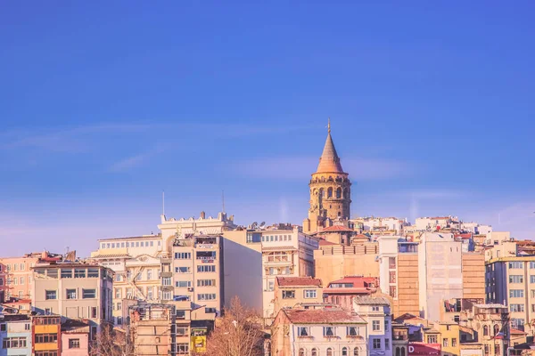 Widok Słynną Wieżę Galata Marca Bosphorus Istanbul Turcja — Zdjęcie stockowe