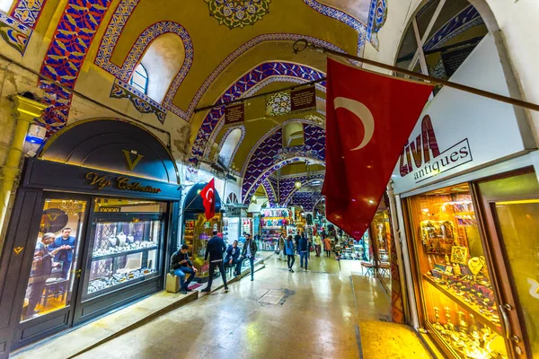 Unidentified Tourists Visiting Shopping Grand Bazaar Istanbul Interior Grand Bazaar — Stock Photo, Image