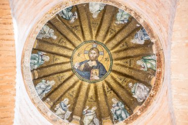 Jesus Pantokrator ve Havariler Fethiye Camii Çarşamba,'yakınında Istanbul,Turkey.15 Fatih İlçesi, Ekim, 2017 tasvir eden Viiew Fethiye Kilisesi'nin merkezi kubbe
