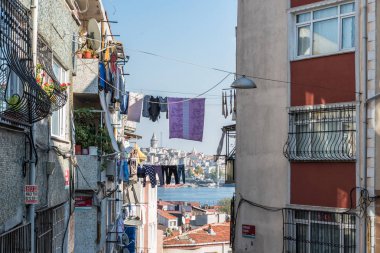  Galata Kulesi, denilen İsa Kulesi Cenovalılar tarafından ünlü ortaçağ Simgesel Yapı Mimarlık, Istanbul, Türkiye