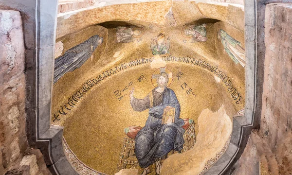 Antiguo Mosaico Que Representa Jesucristo Iglesia Theotokos Pammakaristos Fethiye Camii —  Fotos de Stock